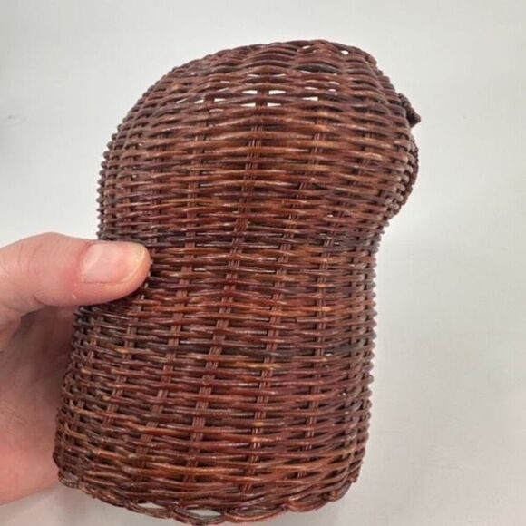 Vintage Wicker Rattan Woven Potpourri Basket Owl Collectible Adirondack Camp - Picture 8 of 11